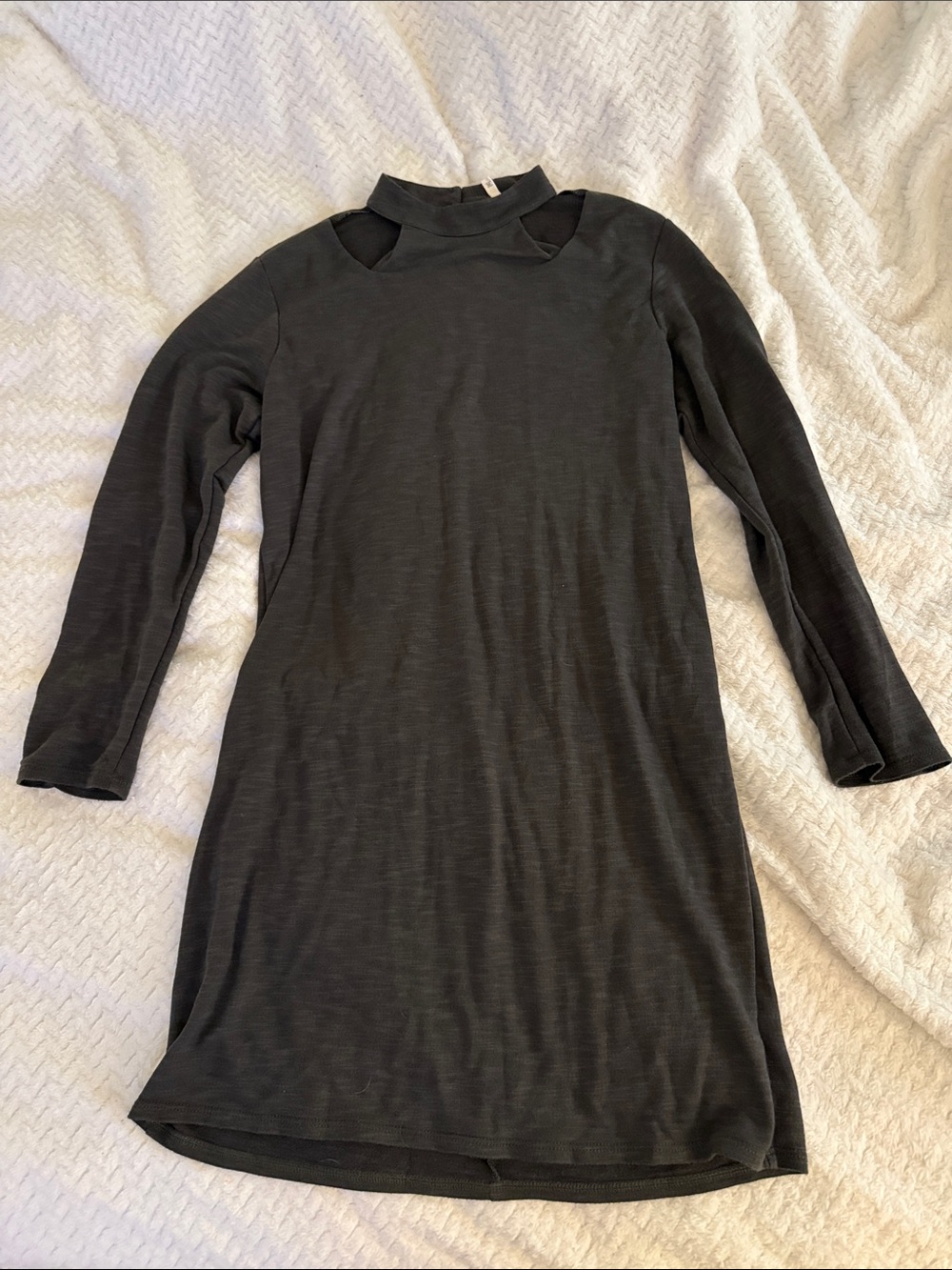Black Long Sleeve Cutout Neck Knit Dress